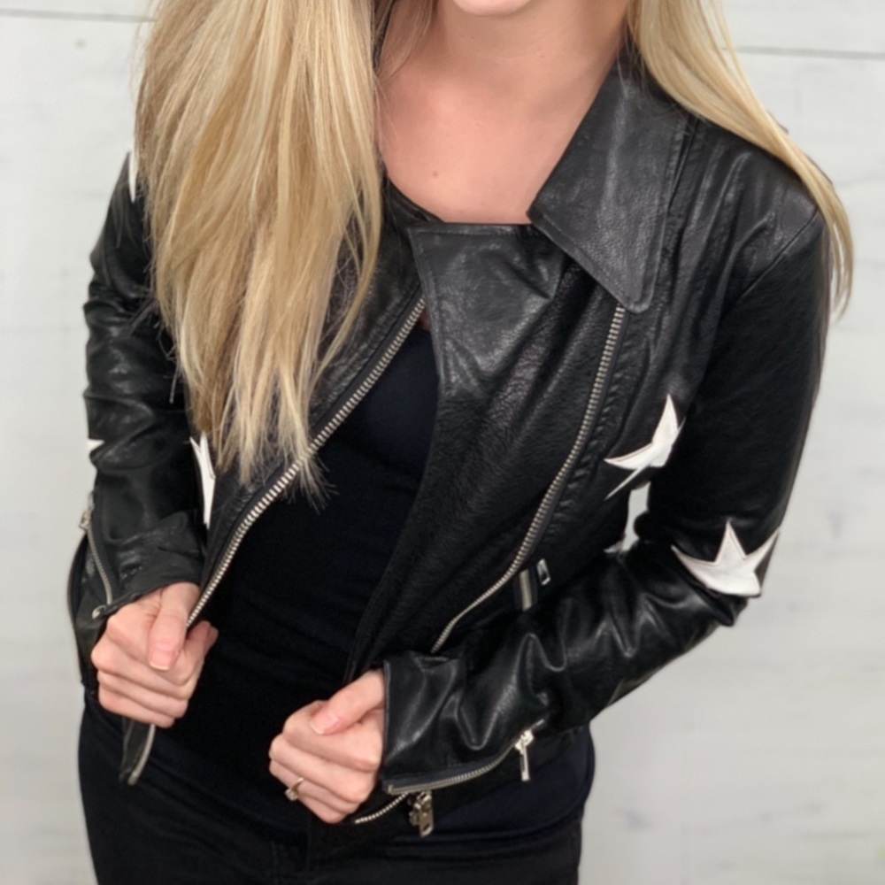 Vegan Leather Star Jacket in Black